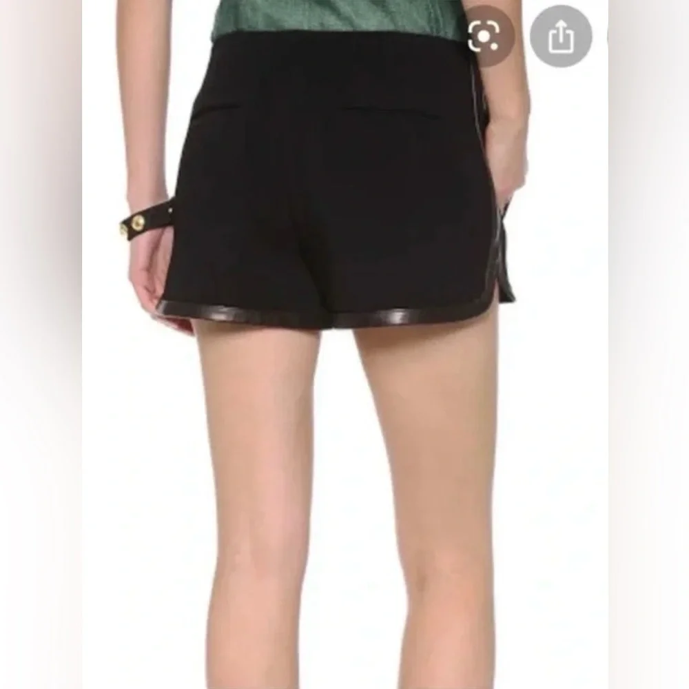 Rag & Bone Black Leather Trim Trouser Shorts - Picture 3 of 9